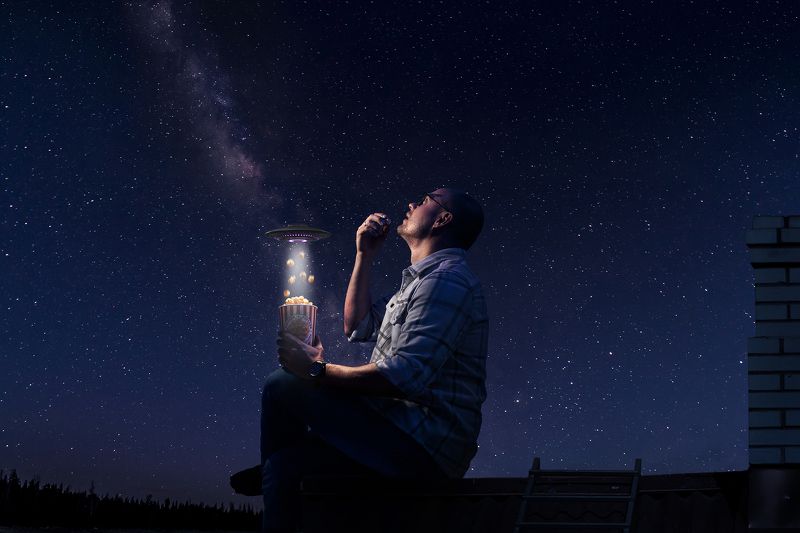 космос звезды нло инопланетяне млечный путь портрет фотошоп ночь Вот она россыпь звёздphoto preview