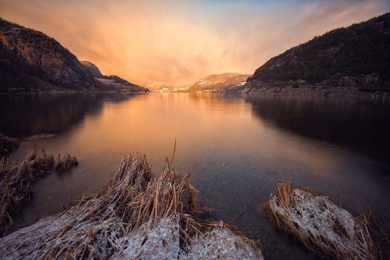 Botne, Восход, Норвегия, Утро, Фьорд Botnefjordenphoto preview