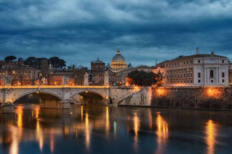 италия, рим, вечер, город, синий час, italy, italia, rome, evening, blue hour, dusk photo preview