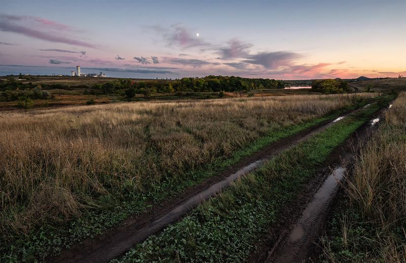 Пейзаж, природа, донбасс, дорога, луг, трава, деревья После дождяphoto preview