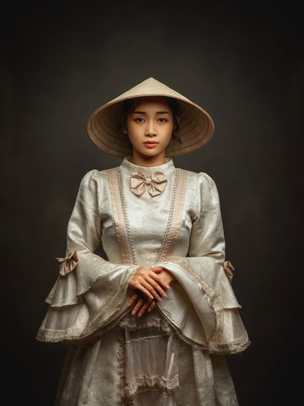 asian, vietnam, vietnamese, portrait, face, women, female, studio, dress, beauty, hat, eyes * * *photo preview