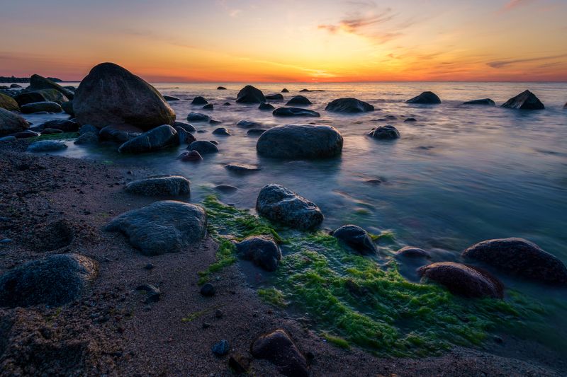 балтийское море, закат, камни *photo preview