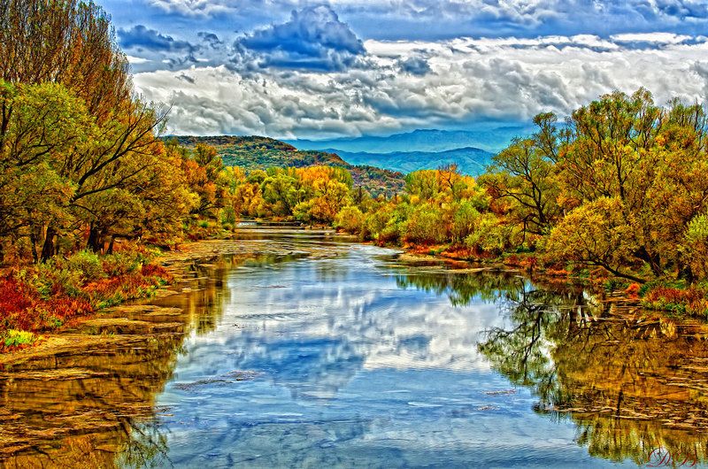autumn, blue, cloud, clouds, color, colors, landscape, nature, photography, river, riverscape, sky, tree, trees, tranquillity, Autumn Tranquillityphoto preview