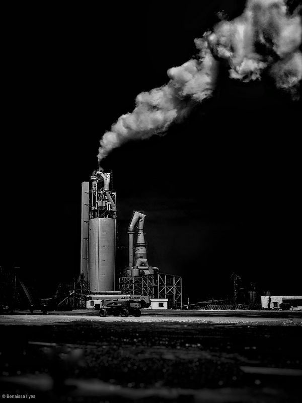black and white, dust, work, smok, man, monochrome, shadow, darkness, facture, cement factory Pollution airphoto preview