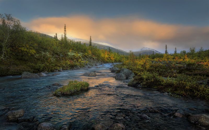 Заполярье Хибины горы закат Гольцовка Осень за Полярным кругомphoto preview