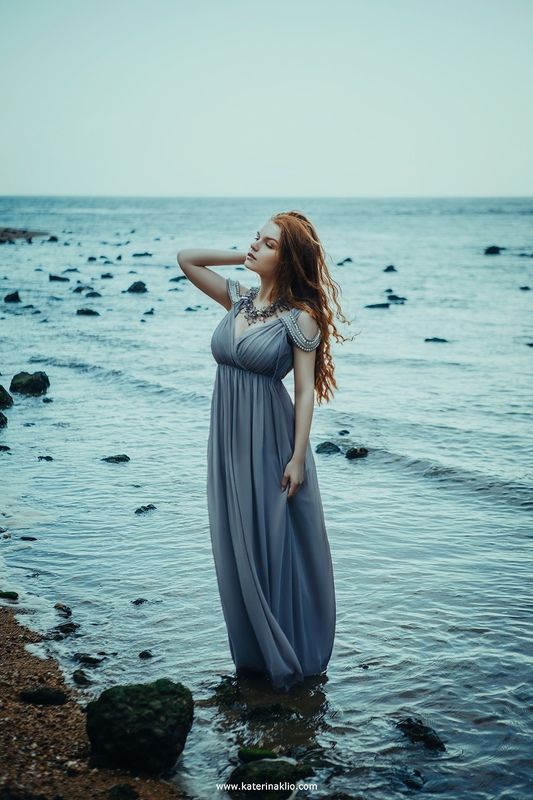 grey, mood, lonely, solitude, sea, nymph, dress, woman Greyphoto preview