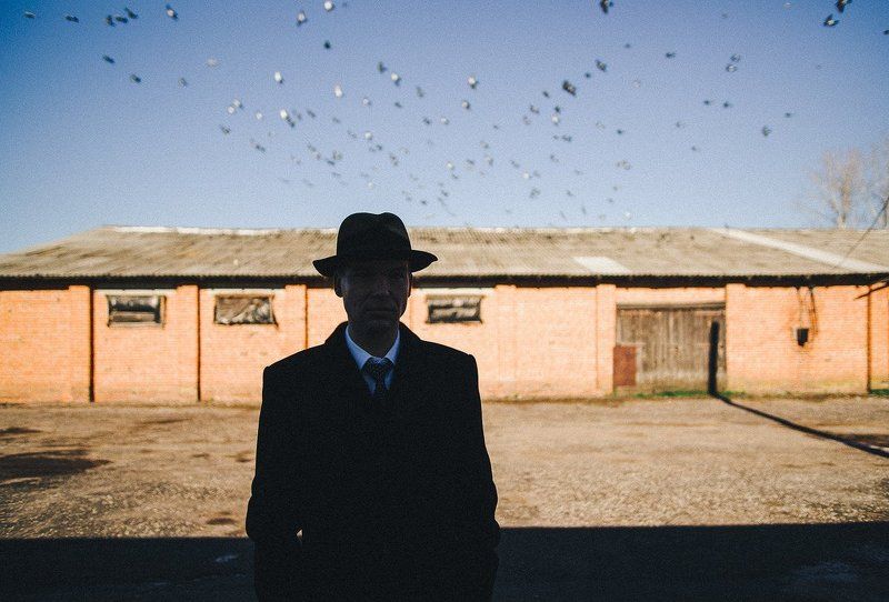 Birds, Black, Hat, Man, Sky Black hat man (II)photo preview