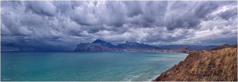 Горы, Гроза, Дождь, Коктебель, Крым, Море, Облака, Панорама, Тучи, Черное море ...Кара-Даг...photo preview