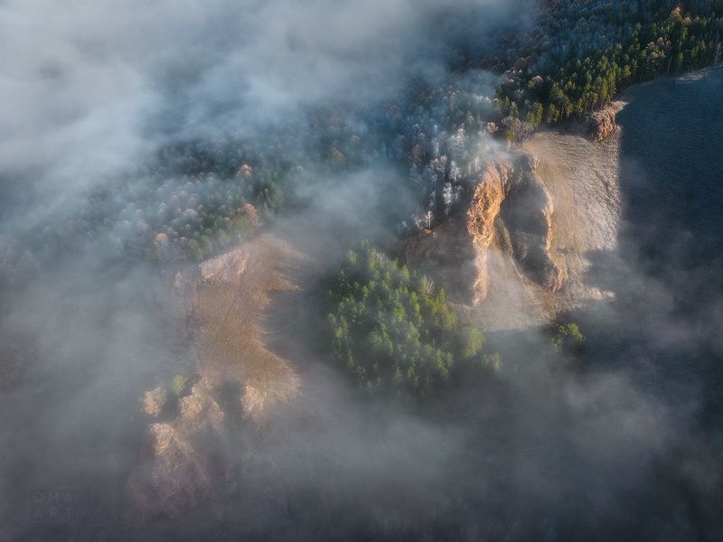 сибирь, красноярск, тайга, лес, осень, туман Седая осень в тумане ...photo preview