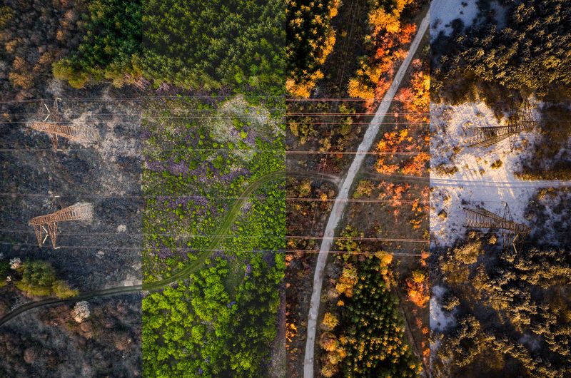 summer, spring, autumn, winter, aerial, collage, project \