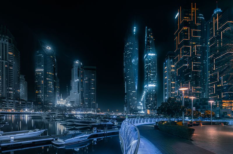 dubai, marina, dubai marina, city, town, urban, night, yacht, boat, skyscraper, Dubai Marina Night Viewphoto preview