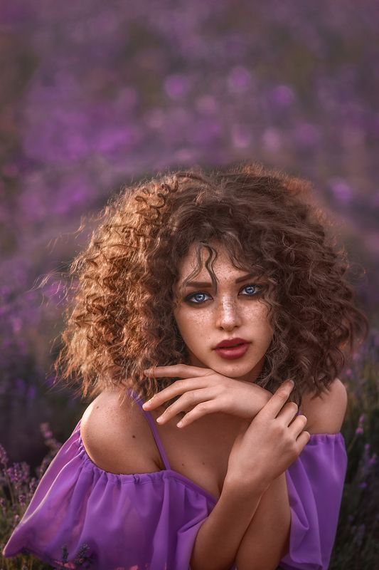 портрет, девушка, лаванда Валяphoto preview
