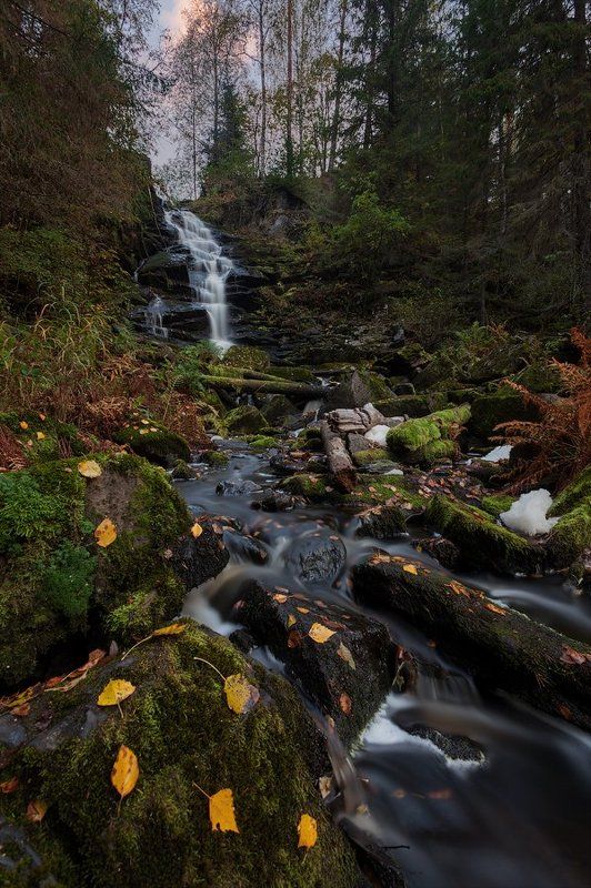 карелия, осень, водопад, рассвет, утро Экватор осени фото превью