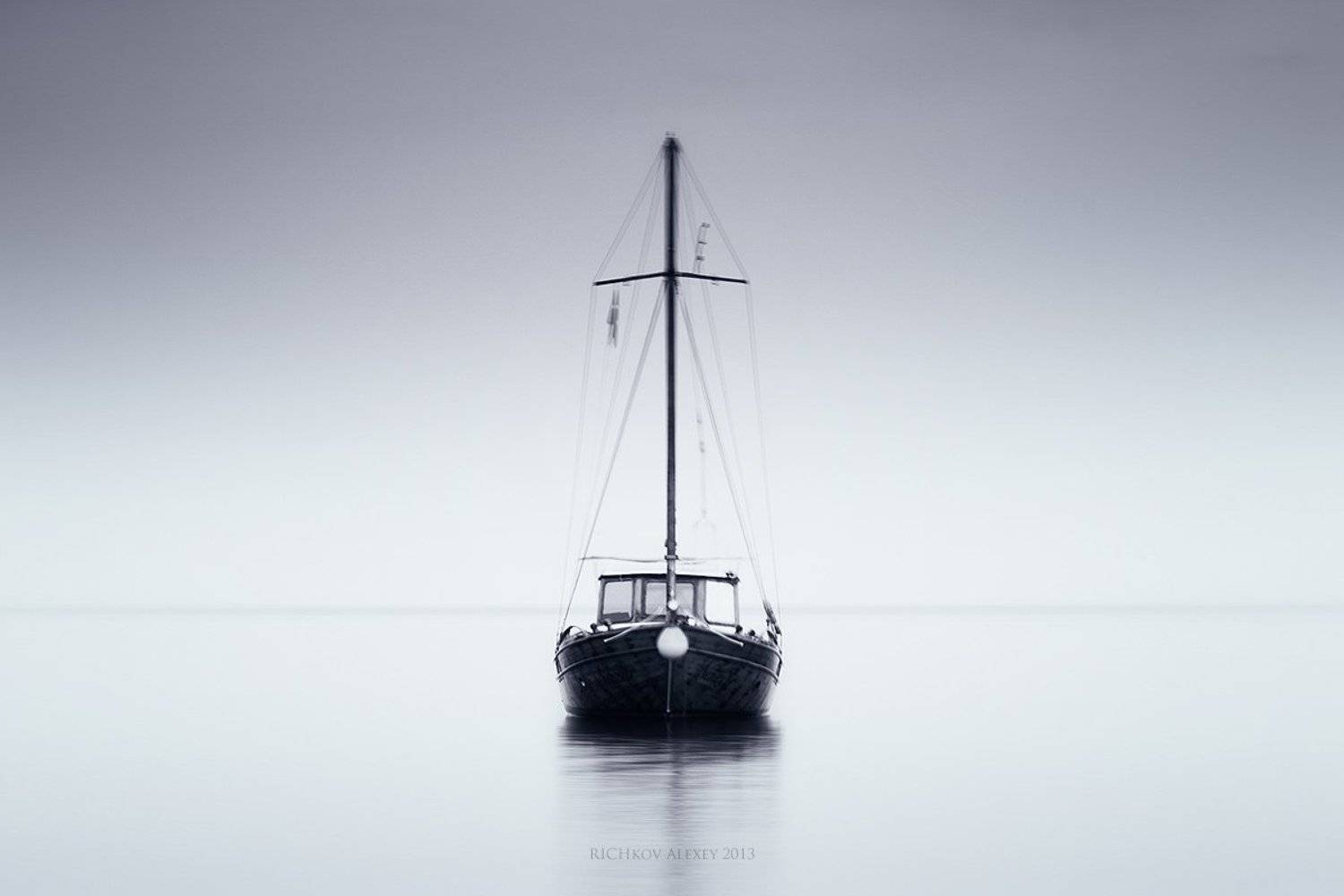 корабль, штиль, море, Рычков Алексей