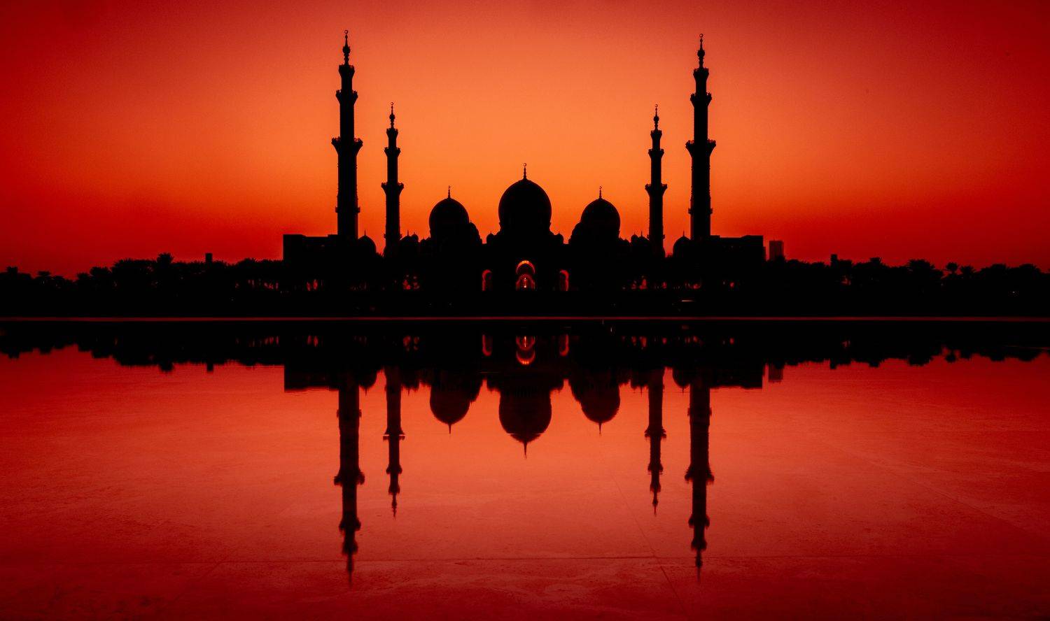 mosque,city, sunset, red, sun, uae, dubai, abu dhabi, builging, orient, architecture, Roman Bevzenko
