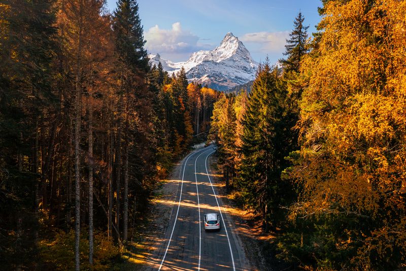 домбай, белалакая, теберда Дорога в осень фото превью