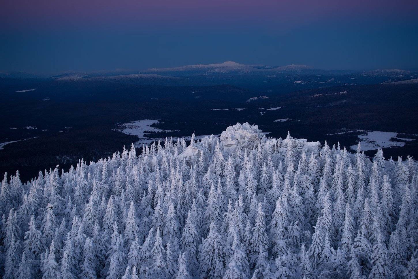 Две вершины. Автор: Владимир Ляпин Вершина, Елки, Зима, Снег, Тайга, Урал, Ялангас, Владимир Ляпин