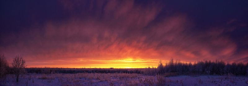 Clouds, Sunrise, Winter, Снегзима восход фото превью