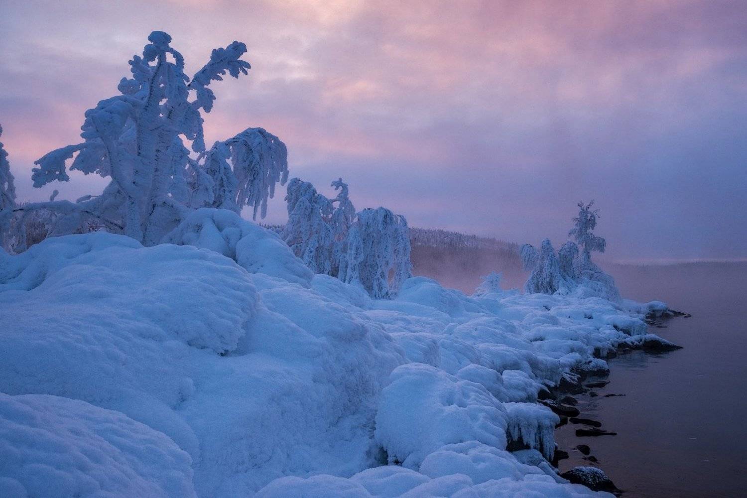 Закат, Заморозки, Заполярье, Зима, Имандра, Кольский п-ов, Север, Роман Горячий