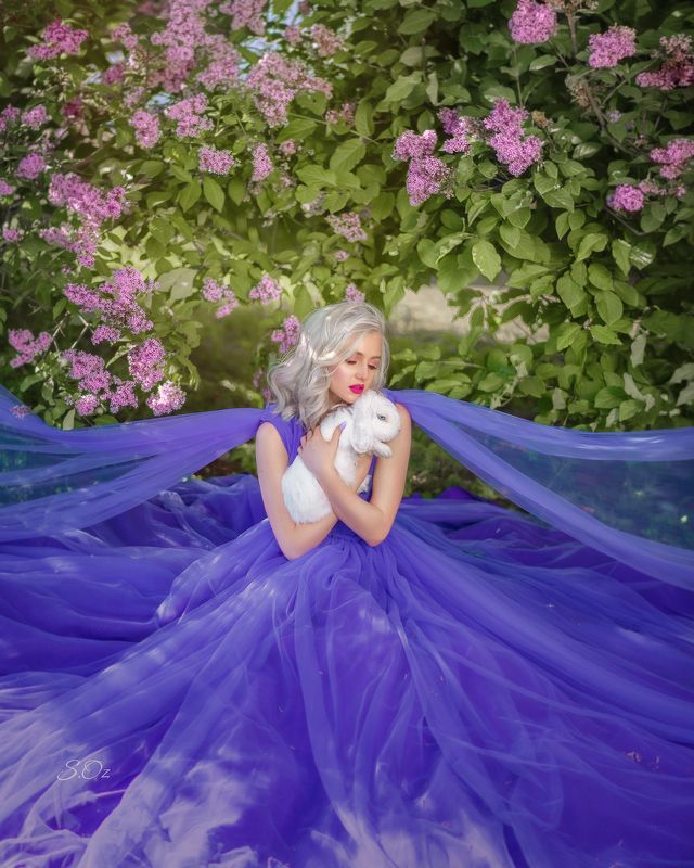 сирень, кролик, портрет, девушка ???photo preview