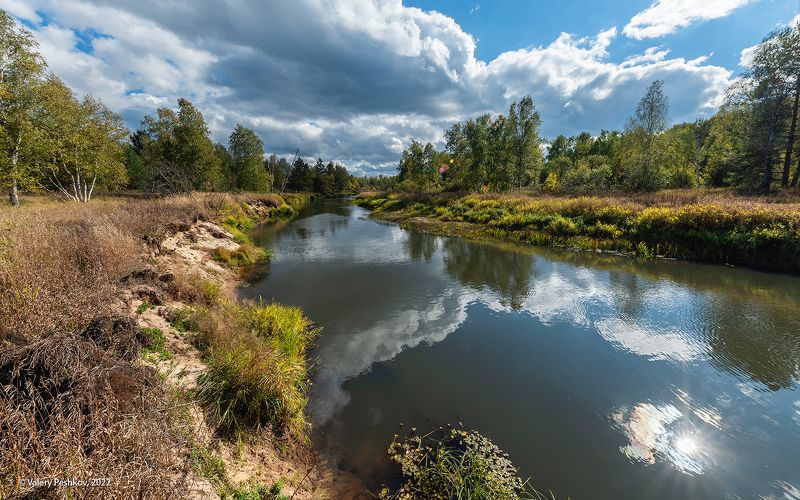 ранняя осень, река, отражения, солнце, облака, мещёра, рязанская область. В прятки с Солнцемphoto preview