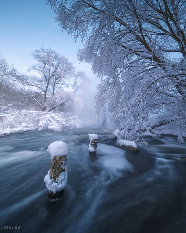листвянка, река, мороз, иней, рязанская область Листвянкаphoto preview