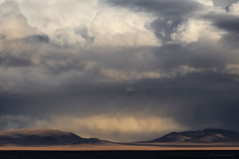 алтай, чуйская степь, снегопад, облака, небо Природные явления в Чуйской степиphoto preview