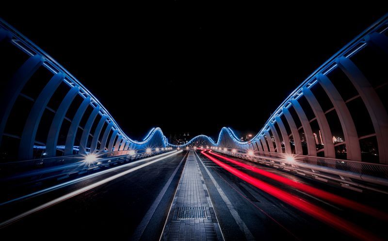 dubai, uae, streets, long exposure, burj khalifa, city, city landscape, skyscraper, skyscrapers, night, sunset, bridge, meydan, night, city, city lights Meydan Bridge, Dubaiphoto preview
