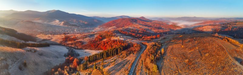 воловец, горы, карпаты, ноябрь, осень, панорама, рассвет, туман, украина, утро Ноябрьское утро над Воловецким переваломphoto preview