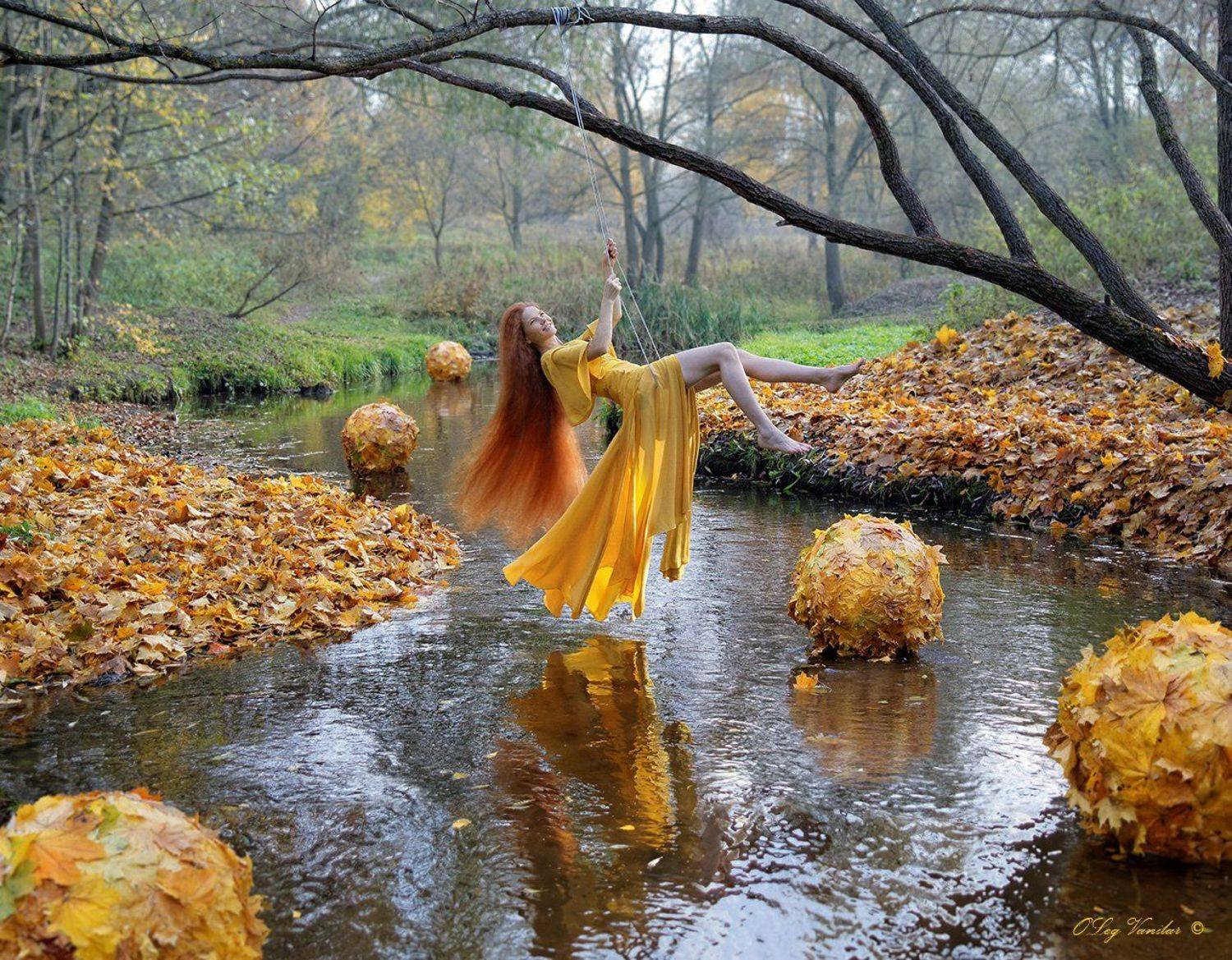 Вода, Девушка, Красота, Осень, Сюр, Олег Ванилар