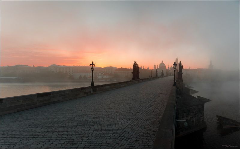 Прага, Рассвет, Туман, Чехия Пражский рассветphoto preview