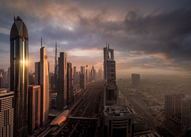 dubai, uae, city, street, sunset, sun, landscape, skyline Streets of Dubaiphoto preview