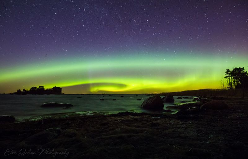 пейзаж, природа, ночь, эстония, полярное сияние Краски ночиphoto preview