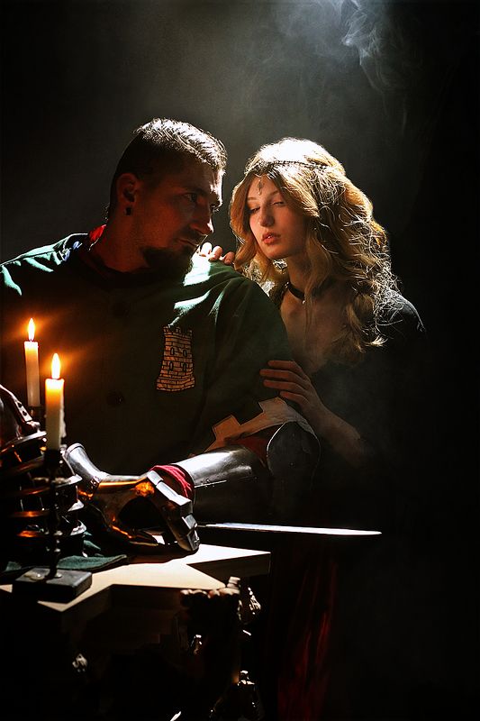 girl, model, medieval, knight, reconstruction, portrait, photography, candle, sword, fine art, aesthetic, beauty Medieval eveningphoto preview