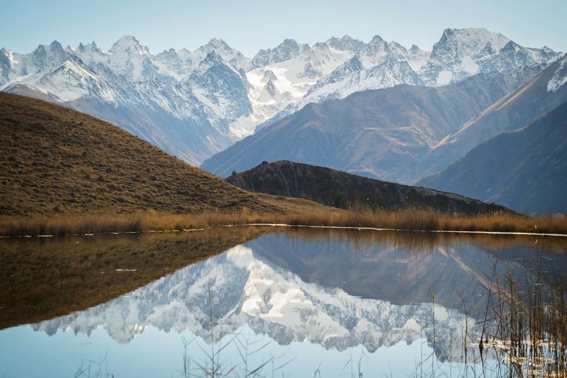 природа, горы, горное озеро, путешествие, кавказ, главный кавказский хребет Отражениеphoto preview