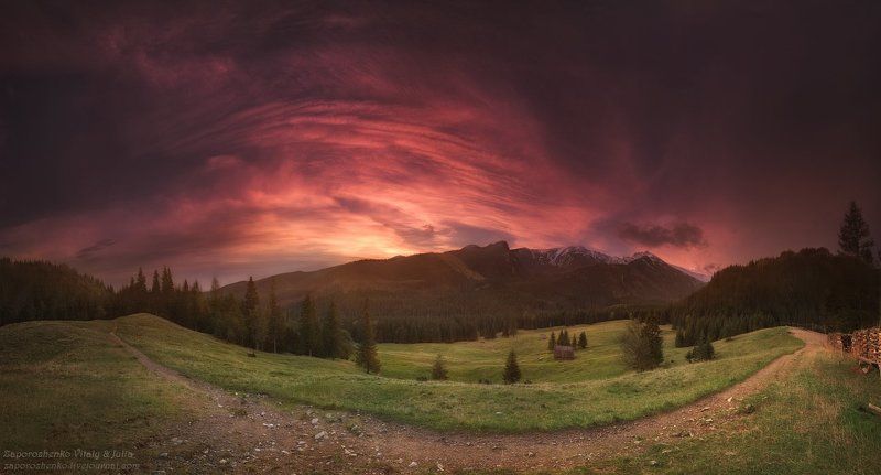 evening majesty, family garden, glow, hazy, kalat?wki, mountains, poland, polska, sunlight, sunset, tatra mountains, vint26, zakopane, zaporozhenko, zaporozhenko vitaly & julia Evening Majestyphoto preview