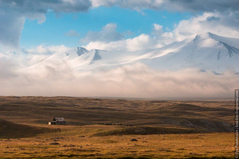 Алтай, Горы, Ледник, Облака, Плато укок, Табын-богдо-ола, Туман, Холмы Плато Укокphoto preview