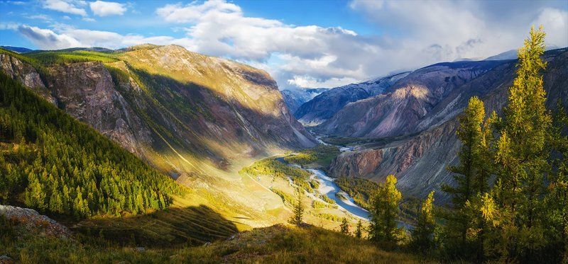 Восход, Горный алтай, Горы, Осень, Пейзаж, Природа, Путешествие, Река, Сибирь, Утро, Чулышман Каньон Чулышманphoto preview