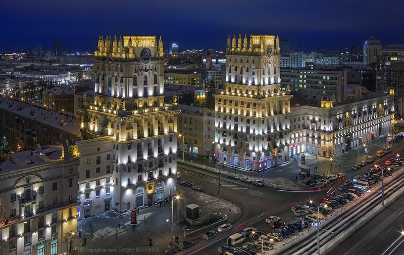 беларусь, минск, ночной-город-минск, фото-минск, фотосъёмка-интерьеров-минск, экстерьерная-фотосъемка, фото-вечерний-минск-с-высоты, интерьерная-фотосъёмка-минск , «Башни-Близнецы» на вокзале Минскаphoto preview