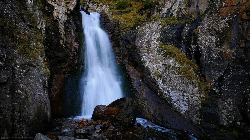 осень природа пейзаж горы река водопад Водопад \