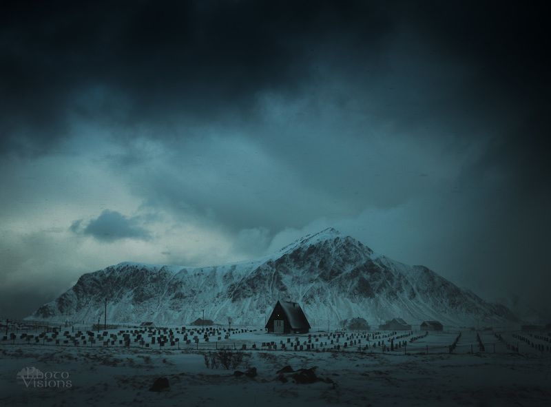 lofoten,church,graveyard,dark,winter,black,dramatic,sky, \'black Friday\'photo preview