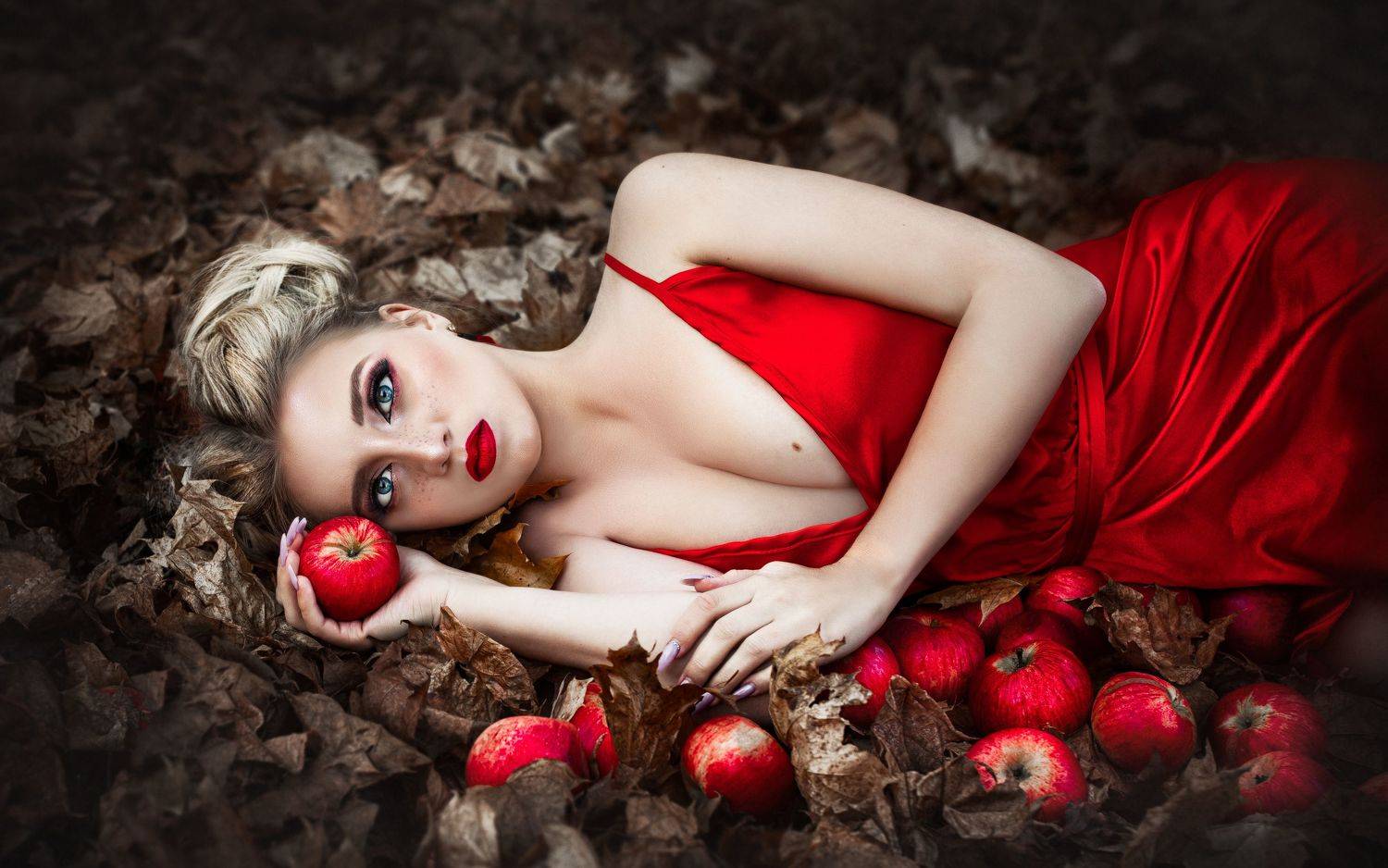 Фотограф Юлия Дюдина, фотосессия яблоки, фотосессия в красном, Julia Dyudina