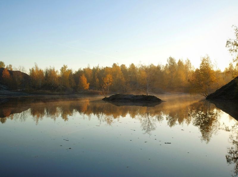 рассвет, карьер, природа, утро, Октябрьским утром.photo preview