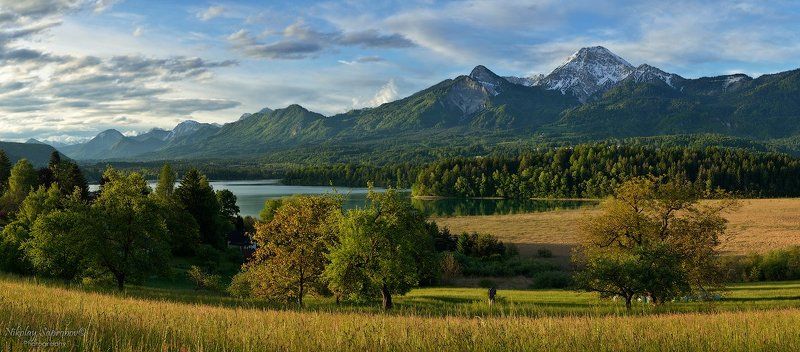 faaker see ba?ko jezero горные о, австрия, альпы, горная панорама, горные озера, караванские альпы, каринтия, утренняя панорама, факер зее Весеннее утро на Faaker Seephoto preview