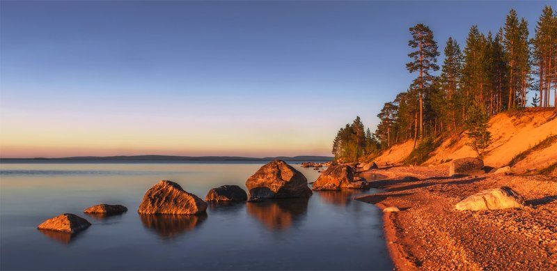 Берег, Закат, Кольский п-ов, Лето, Озеро, Пейзаж, Природа, Путешествие, Север Колвицкоеphoto preview