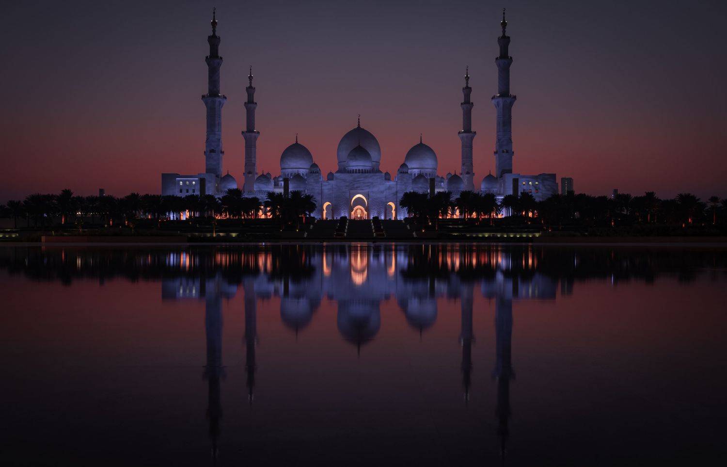 mosque, church, temple, city, architecture. town, sunset, dusk, reflection, dubai, uae, abu-dhabi, muslim, orient, arab, , Roman Bevzenko