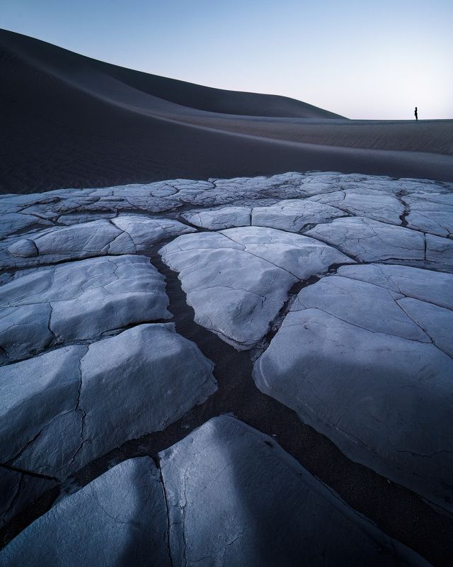 Desert, layers, minimal, leading line, blue hour, siluette The Cold Touch of the Sand photo preview