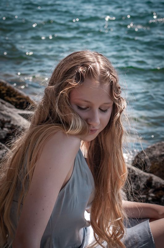 озеро, море, девушка, блондинка Тася и озероphoto preview