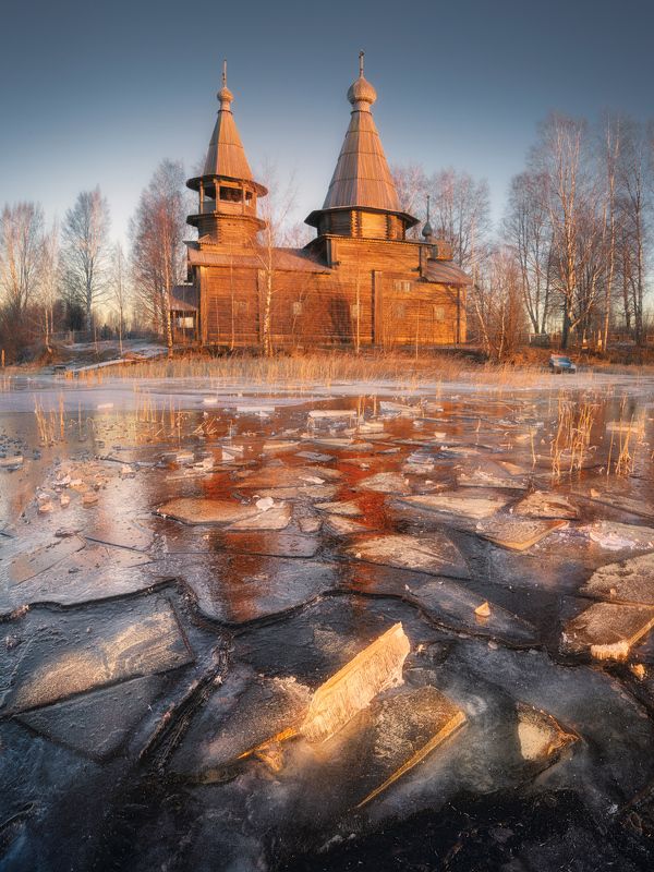 карелия, рассвет Ноябрьский ледphoto preview