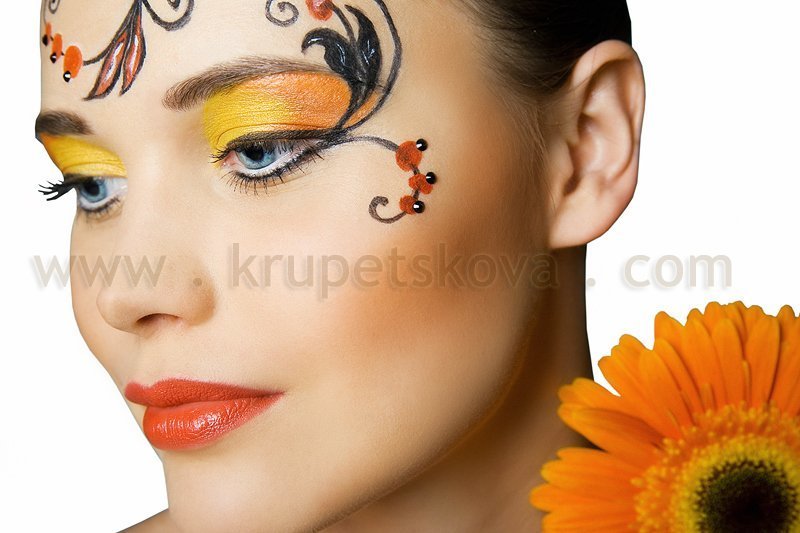 хохломская, роспись, face-art, девушка, лицо *photo preview